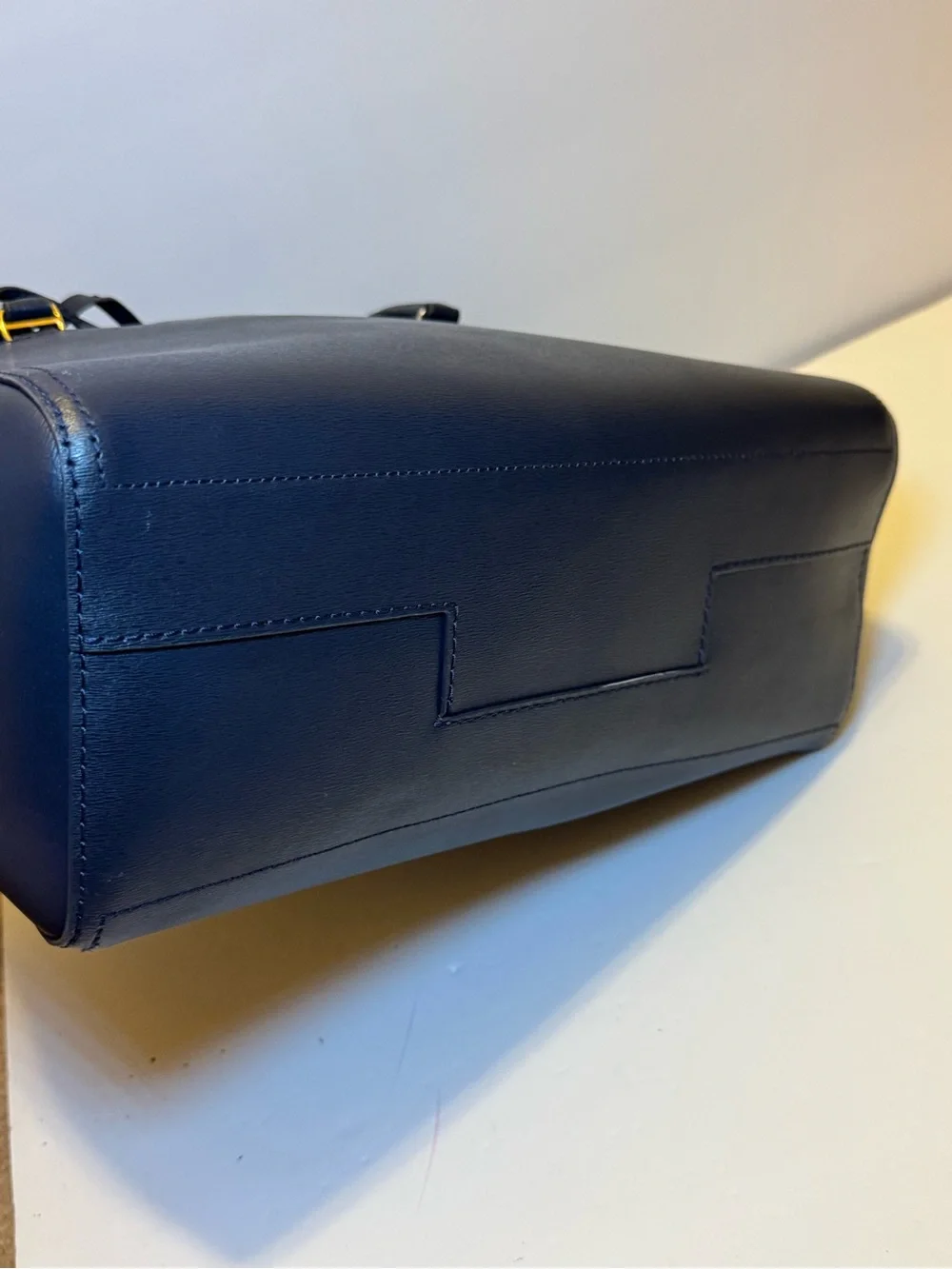Tory Burch Navy Blue Leather Tote Bag